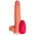 Телесный реалистичный вибратор №74 с проводным пультом - 22,5 см. Телесный реалистичный вибратор №74 с проводным пультом - 22,5 см.
