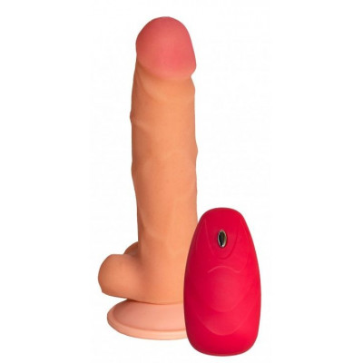Телесный реалистичный вибратор №76 с проводным пультом - 17 см. Телесный реалистичный вибратор №76 с проводным пультом - 17 см.