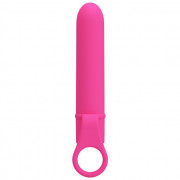 Розовый мини-вибромассажер с кольцом Ladon - 13,5 см.