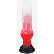 Бело-красный фаллоимитатор Оборотень mini - 20,5 см.