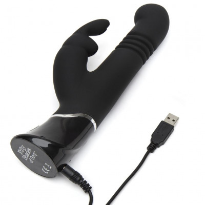 Черный хай-тек вибратор Greedy Girl Thrusting Rabbit Vibrator - 22,8 см. Черный хай-тек вибратор Greedy Girl Thrusting Rabbit Vibrator - 22,8 см.