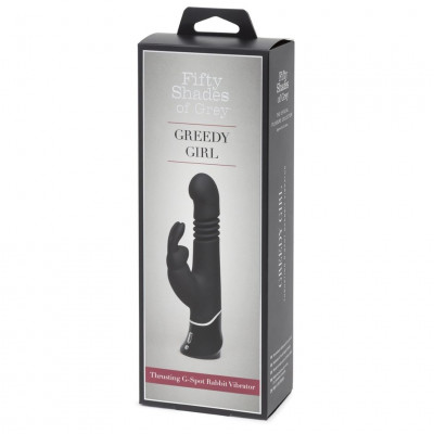 Черный хай-тек вибратор Greedy Girl Thrusting Rabbit Vibrator - 22,8 см. Черный хай-тек вибратор Greedy Girl Thrusting Rabbit Vibrator - 22,8 см.