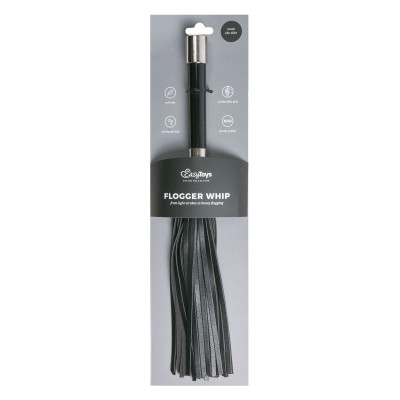 Черная плеть Easytoys Flogger With Metal Grip - 38 см. Черная плеть Easytoys Flogger With Metal Grip - 38 см.