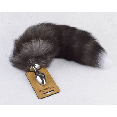 Серебристая анальная пробка с пушистым хвостиком Серебристая анальная пробка с пушистым хвостиком