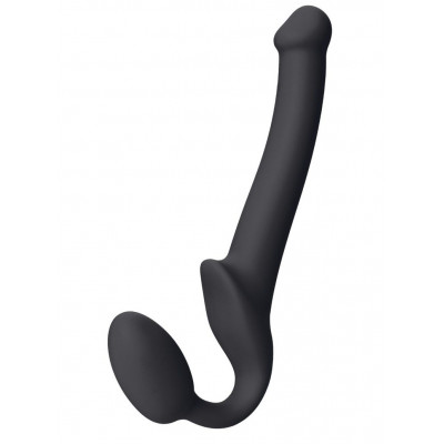 Черный безремневой страпон Silicone Bendable Strap-On - size S Черный безремневой страпон Silicone Bendable Strap-On - size S