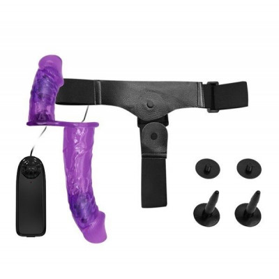 Женский страпон с вибрацией и вагинальной пробкой - 18 см. Женский страпон с вибрацией и вагинальной пробкой - 18 см.