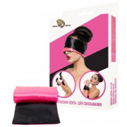 Черно-розовая атласная лента для связывания - 1,4 м.