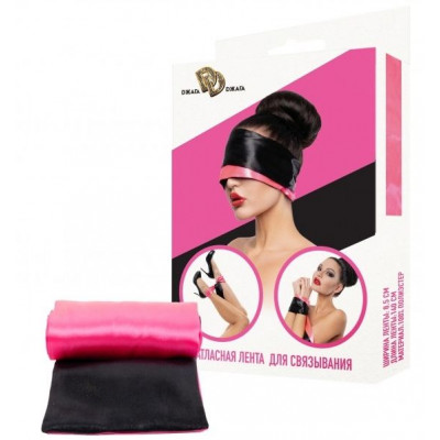 Черно-розовая атласная лента для связывания - 1,4 м. Черно-розовая атласная лента для связывания - 1,4 м.
