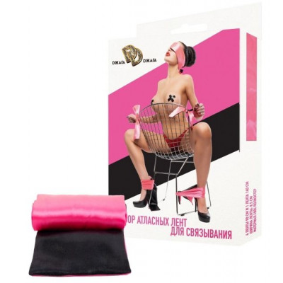 Набор из 5 черно-розовых атласных лент для связывания Набор из 5 черно-розовых атласных лент для связывания