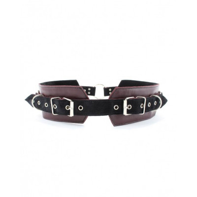 Бордовый пояс с колечками для крепления наручников Maroon Leather Belt Бордовый пояс с колечками для крепления наручников Maroon Leather Belt