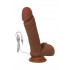 Коричневый вибратор-реалистик на присоске с пультом ДУ - 21 см. Коричневый вибратор-реалистик на присоске с пультом ДУ - 21 см.