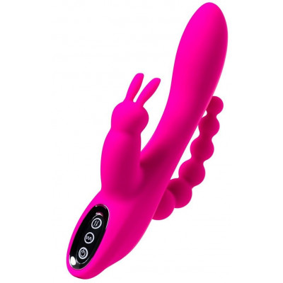 Ярко-розовый тройной вибростимулятор SPANKY - 21 см. Ярко-розовый тройной вибростимулятор SPANKY - 21 см.