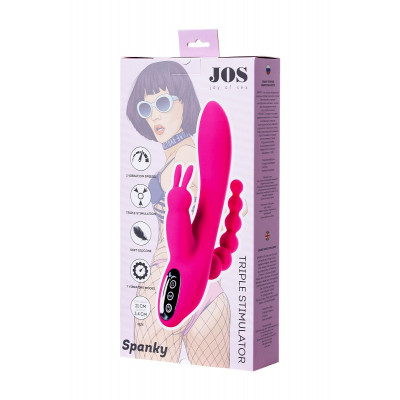 Ярко-розовый тройной вибростимулятор SPANKY - 21 см. Ярко-розовый тройной вибростимулятор SPANKY - 21 см.