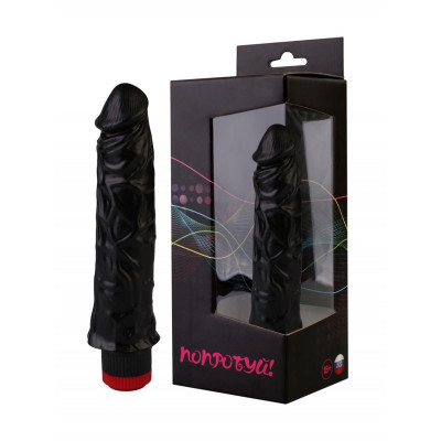 Черный реалистичный вибромассажер №9 - 19,5 см. Черный реалистичный вибромассажер №9 - 19,5 см.