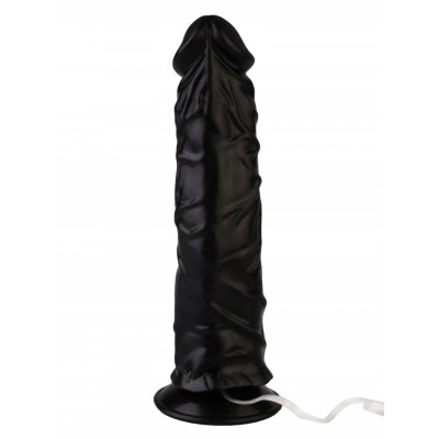 Черный реалистичный вибромассажер №9 с проводным пультом - 19,5 см. Черный реалистичный вибромассажер №9 с проводным пультом - 19,5 см.