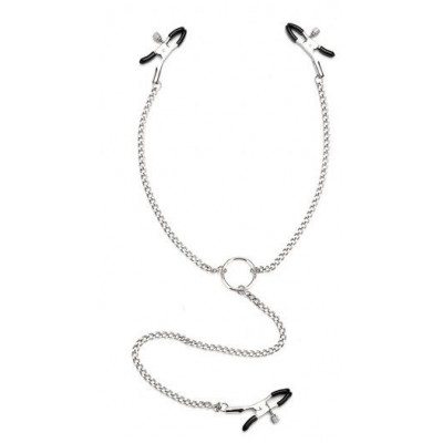 Серебристые зажимы для клитора и сосков с цепочкой Серебристые зажимы для клитора и сосков с цепочкой