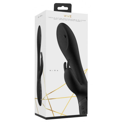 Черный вибромассажер-кролик Mira - 21,5 см. Черный вибромассажер-кролик Mira - 21,5 см.