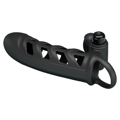 Черная насадка на пенис с вибропулей Penis Sleeve II - 18,8 см. Черная насадка на пенис с вибропулей Penis Sleeve II - 18,8 см.