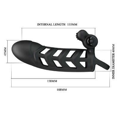 Черная насадка на пенис с вибропулей Penis Sleeve II - 18,8 см. Черная насадка на пенис с вибропулей Penis Sleeve II - 18,8 см.