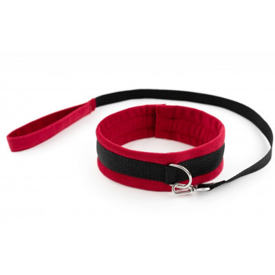 Красно-черный ошейник My rules с поводком Красно-черный ошейник My rules с поводком