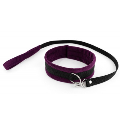 Фиолетово-черный ошейник My rules с поводком Фиолетово-черный ошейник My rules с поводком
