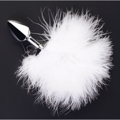 Металлическая анальная втулка с пушистым хвостом зайчика Металлическая анальная втулка с пушистым хвостом зайчика