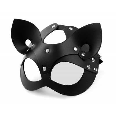 Эффектная кожаная маска кошки с ушками Эффектная кожаная маска кошки с ушками