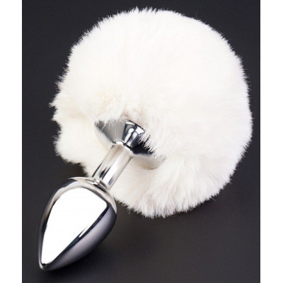 Серебристая анальная втулка с пушистым белым хвостом Серебристая анальная втулка с пушистым белым хвостом