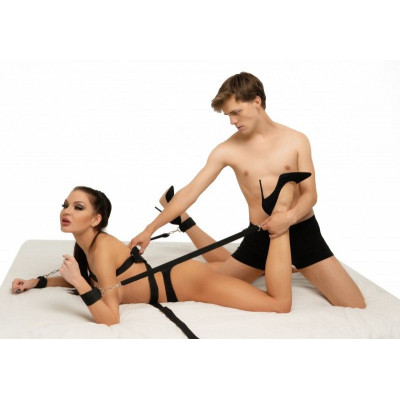 Черный бондажный набор строп с креплением на карабинах Черный бондажный набор строп с креплением на карабинах