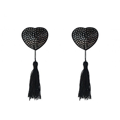 Черные пэстисы-сердечки Evans с кисточками и стразами Черные пэстисы-сердечки Evans с кисточками и стразами