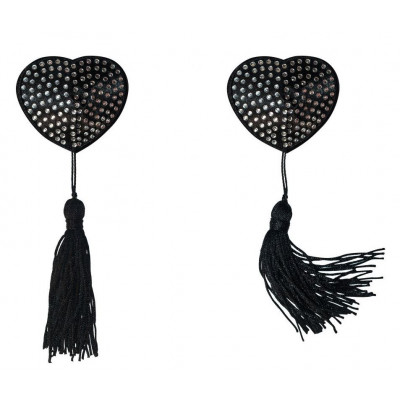 Черные пэстисы-сердечки Evans с кисточками и стразами Черные пэстисы-сердечки Evans с кисточками и стразами