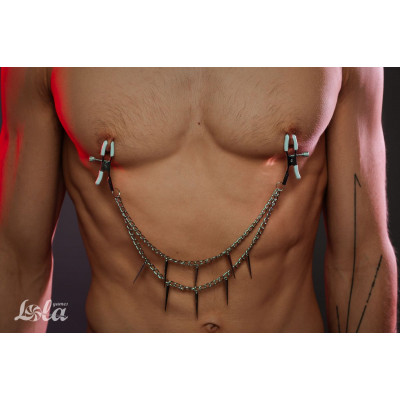 Зажимы на соски Spiky с шипами на цепочке Зажимы на соски Spiky с шипами на цепочке