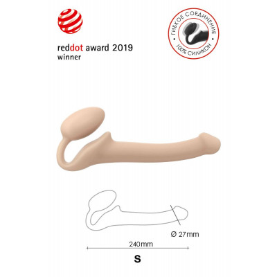 Телесный безремневой страпон Silicone Bendable Strap-On - size S Телесный безремневой страпон Silicone Bendable Strap-On - size S