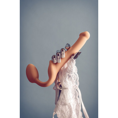 Телесный безремневой страпон Silicone Bendable Strap-On - size S Телесный безремневой страпон Silicone Bendable Strap-On - size S