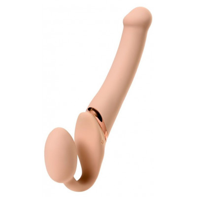 Телесный безремневой вибрострапон Silicone Bendable Strap-On - size M Телесный безремневой вибрострапон Silicone Bendable Strap-On - size M