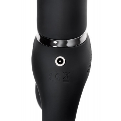 Черный безремневой вибрострапон Silicone Bendable Strap-On - size M Черный безремневой вибрострапон Silicone Bendable Strap-On - size M