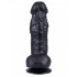 Черный вибратор-реалистик на присоске №5 с проводным пультом - 16 см. Черный вибратор-реалистик на присоске №5 с проводным пультом - 16 см.