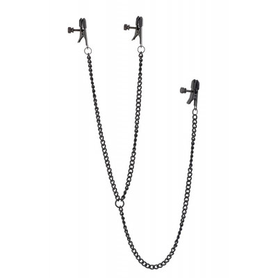 Черные зажимы на соски и клитор на цепочке DELUXE NIPPLE CLIT CLAMPS Черные зажимы на соски и клитор на цепочке DELUXE NIPPLE CLIT CLAMPS