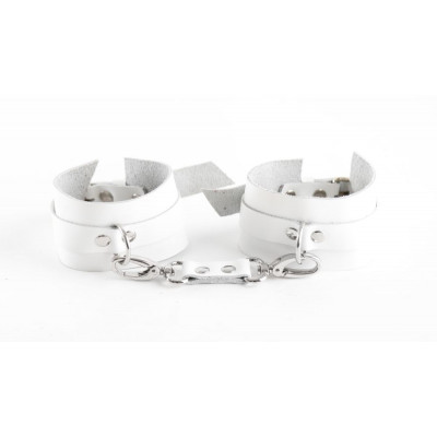 Белые наручники из натуральной кожи Белые наручники из натуральной кожи