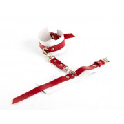 Бело-красные оковы из натуральной кожи