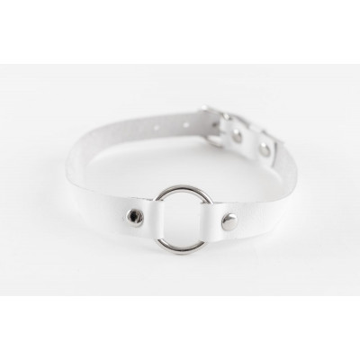 Белый чокер из натуральной кожи Белый чокер из натуральной кожи