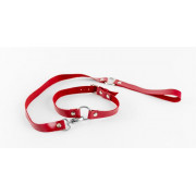 Красный чокер из натуральной кожи с поводком