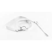 Белый чокер из натуральной кожи с поводком