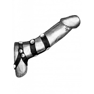 Черное комбинированное кольцо с разделителем для мошонки Черное комбинированное кольцо с разделителем для мошонки