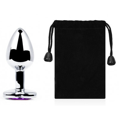 Серебристая анальная пробка с фиолетовым кристаллом-сердечком - 8 см. Серебристая анальная пробка с фиолетовым кристаллом-сердечком - 8 см.