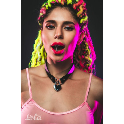 Черный ошейник Utopia с замком и ключиком Черный ошейник Utopia с замком и ключиком