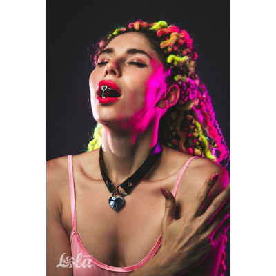 Черный ошейник Utopia с замком и ключиком Черный ошейник Utopia с замком и ключиком