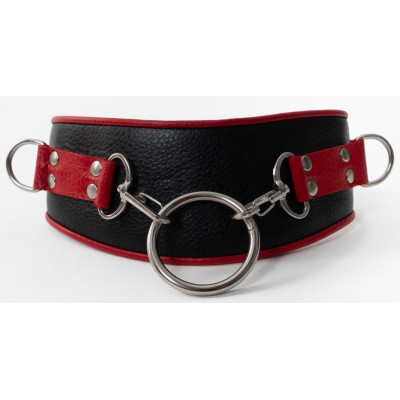 Черно-красный ошейник с колечками Черно-красный ошейник с колечками