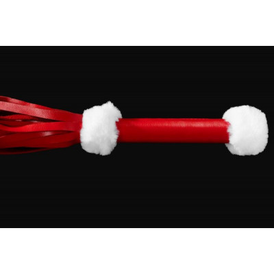 Красо-белая многохвостая плеть из натуральной кожи Красо-белая многохвостая плеть из натуральной кожи