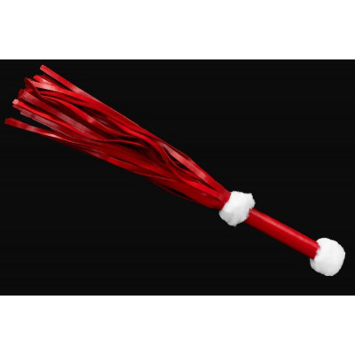 Красо-белая многохвостая плеть из натуральной кожи Красо-белая многохвостая плеть из натуральной кожи